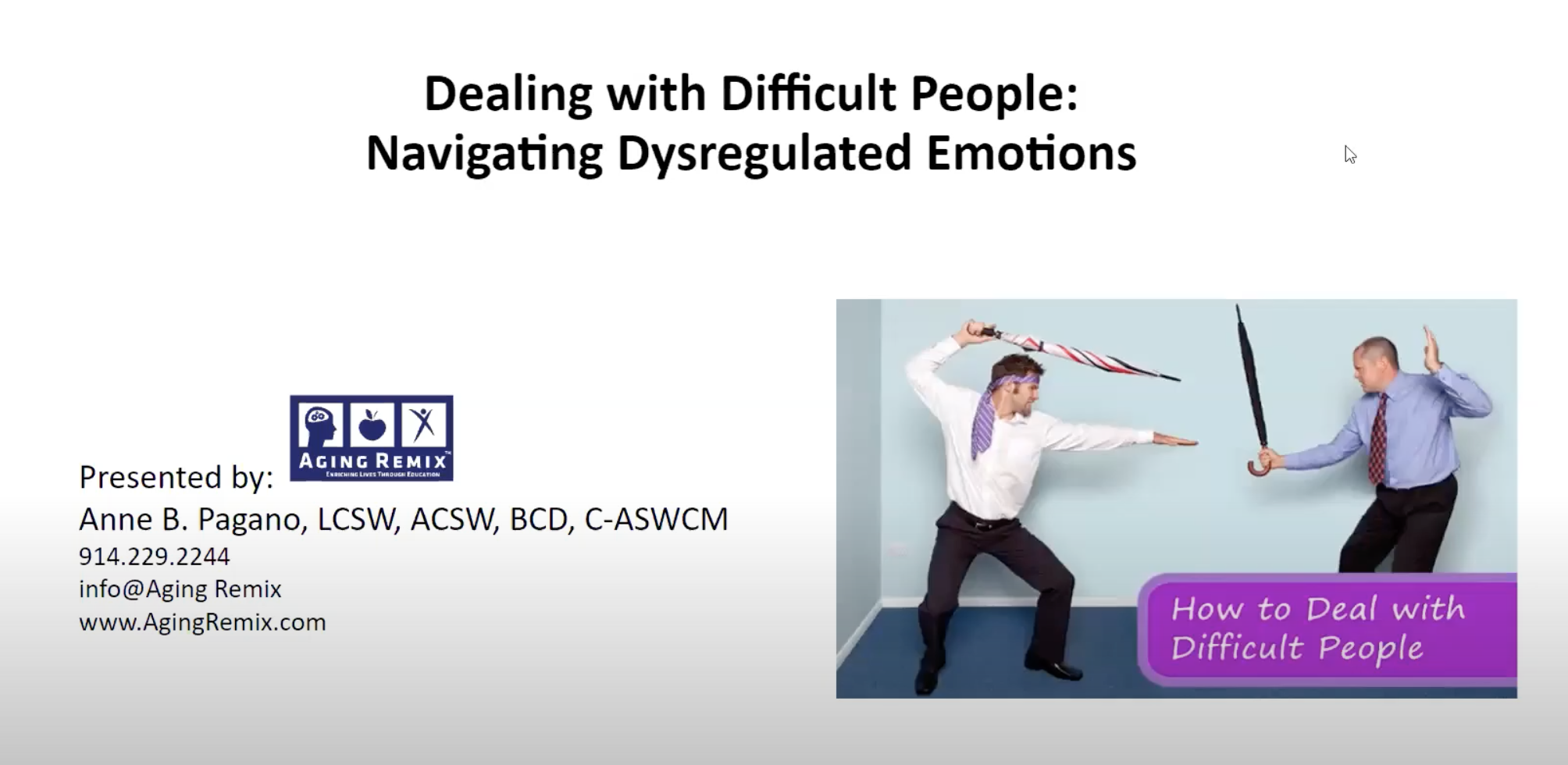 Image of presentation for "dealing with difficult people"